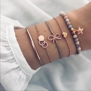 5 Piece Bow Bangle Bracelet Set